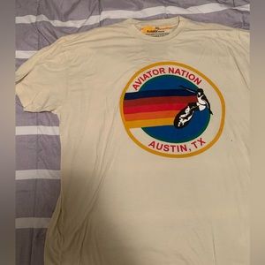 AVIATOR NATION LOGO VINTAGE WHITE UNISEX TEE XXL